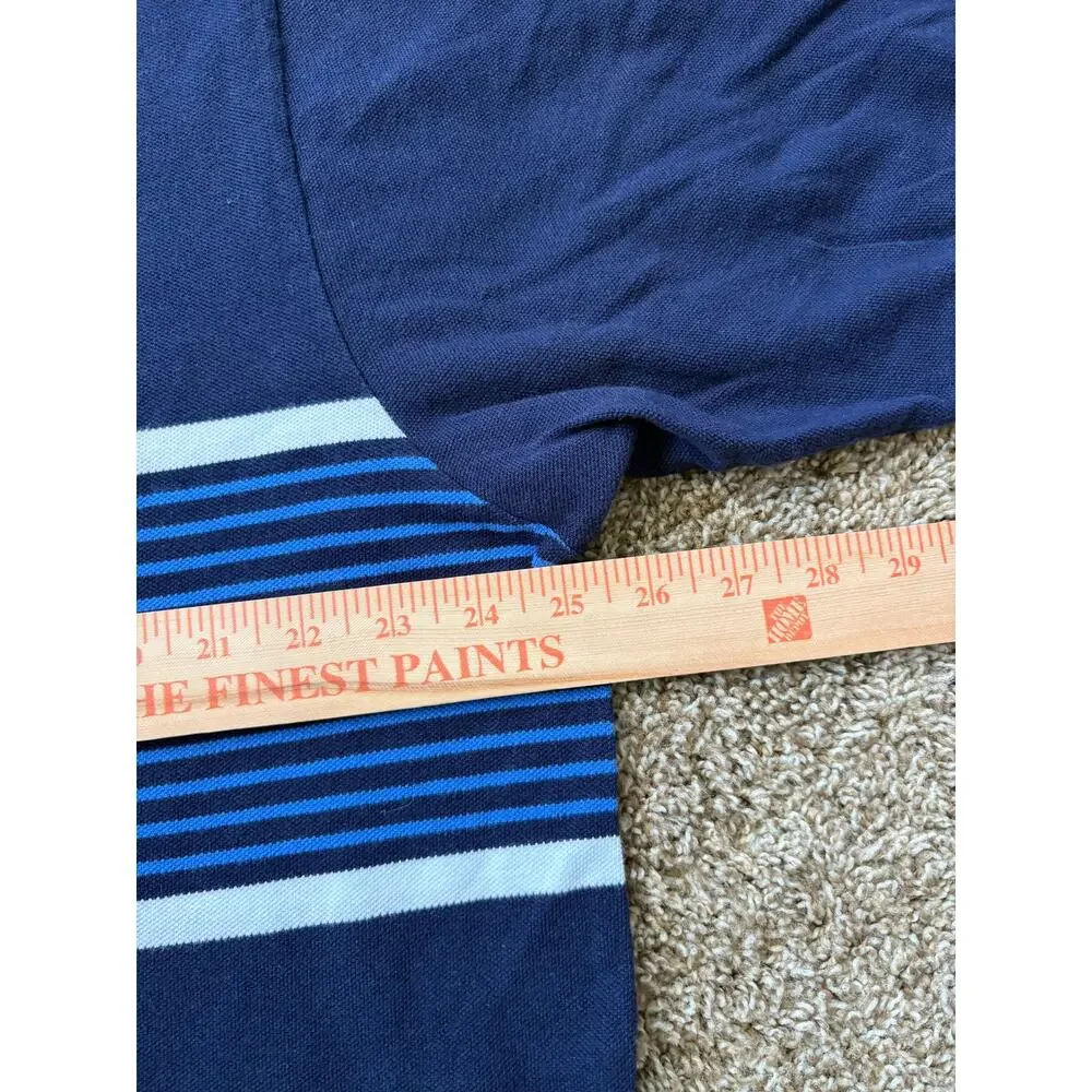 Vintage Polo Ralph Lauren Striped Polo w/ Crest Embroidery Mens Size XXL Navy